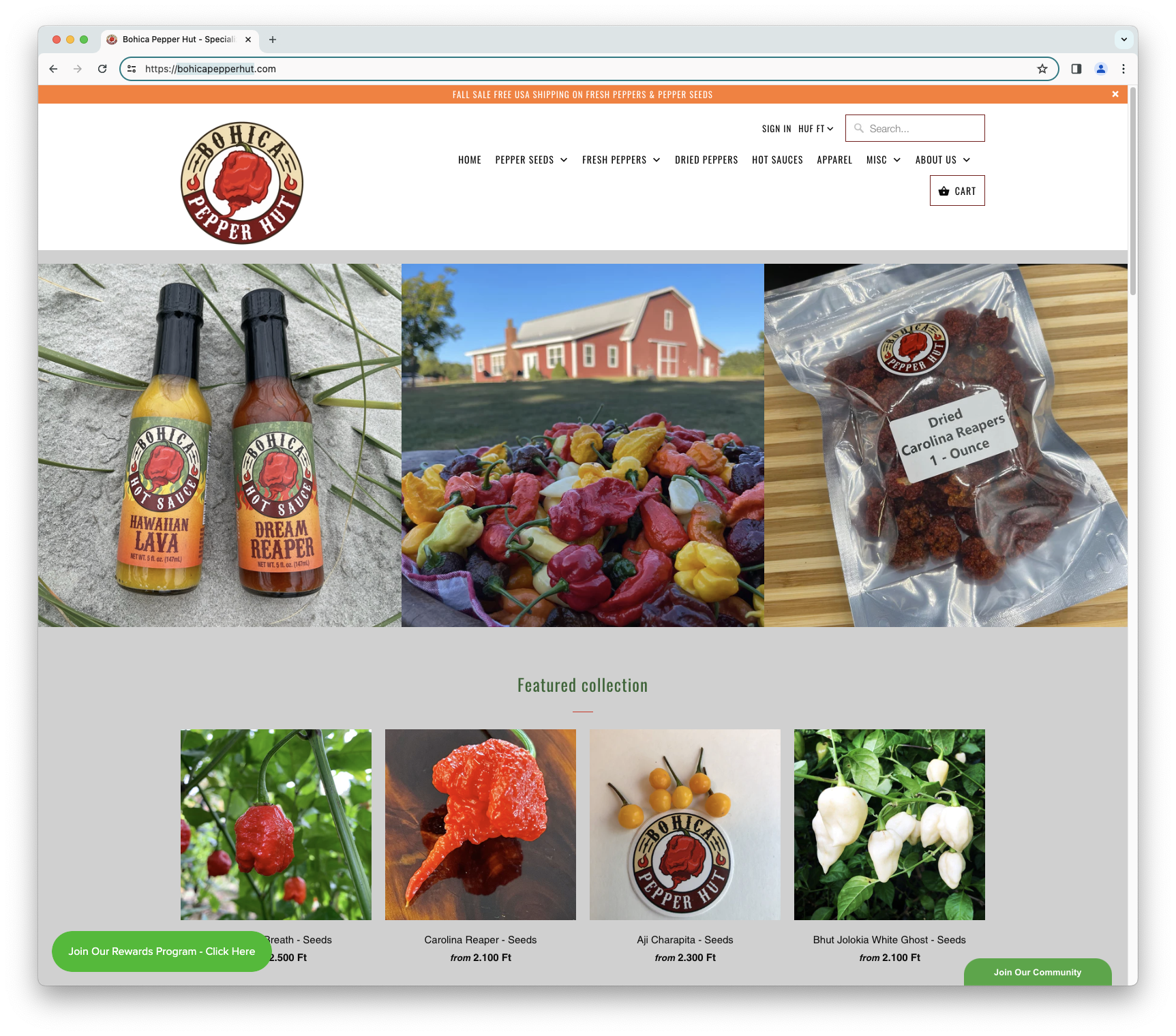 Bohica Pepper Hut website