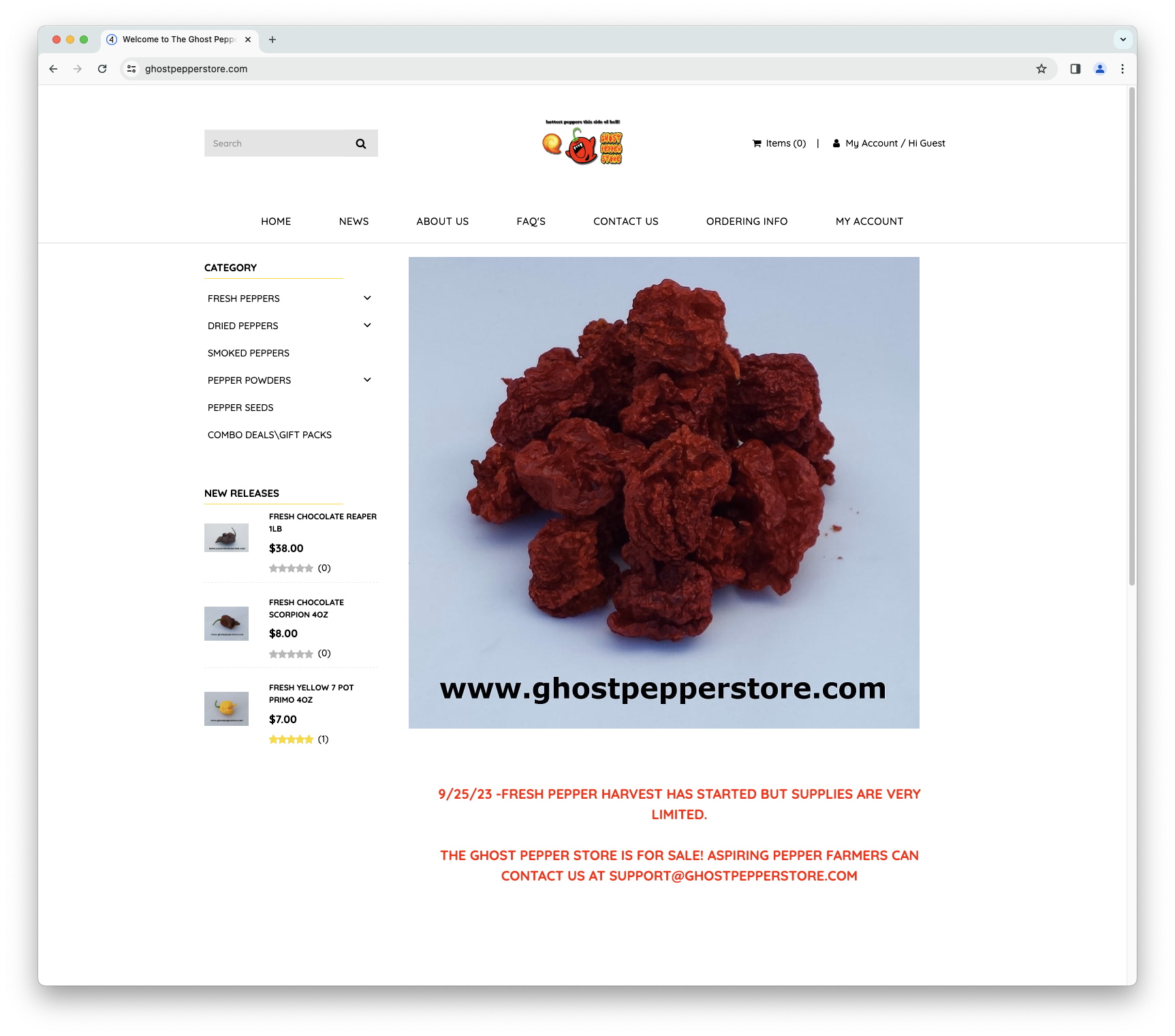 The Ghost Pepper Store website