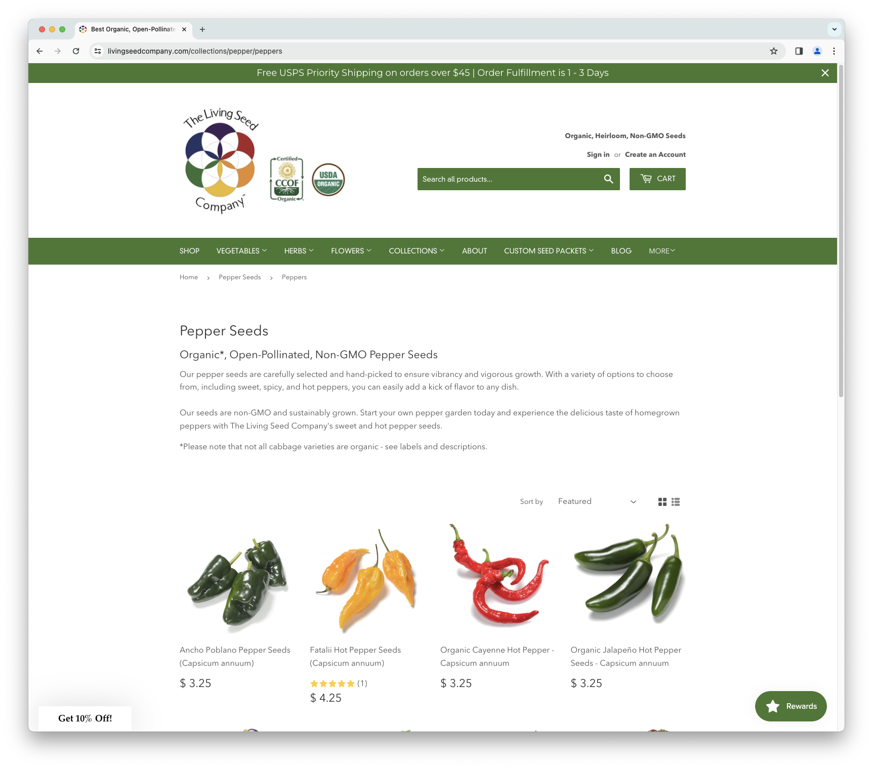 The Living Seed Company website