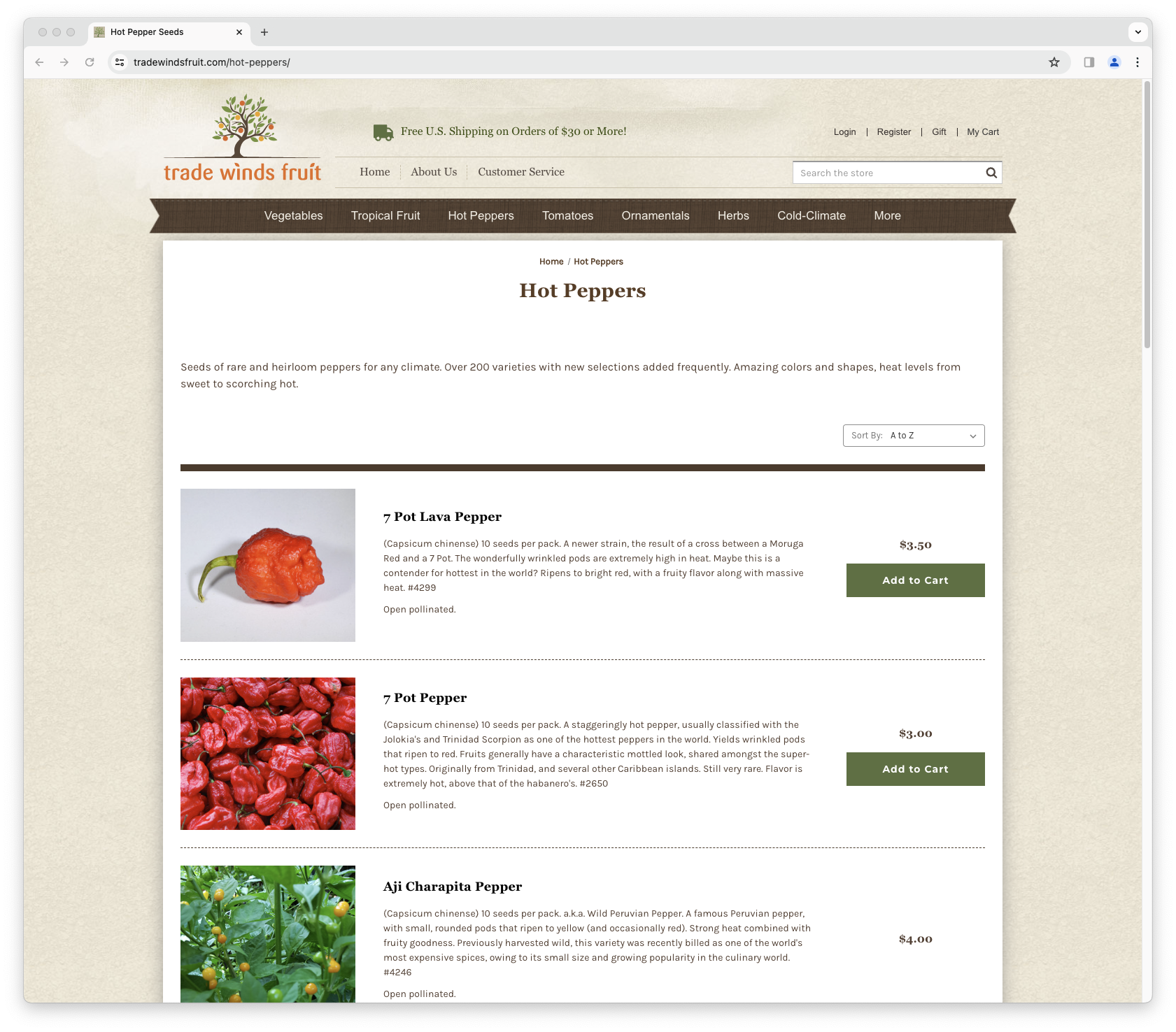 Trade Winds Fruit website