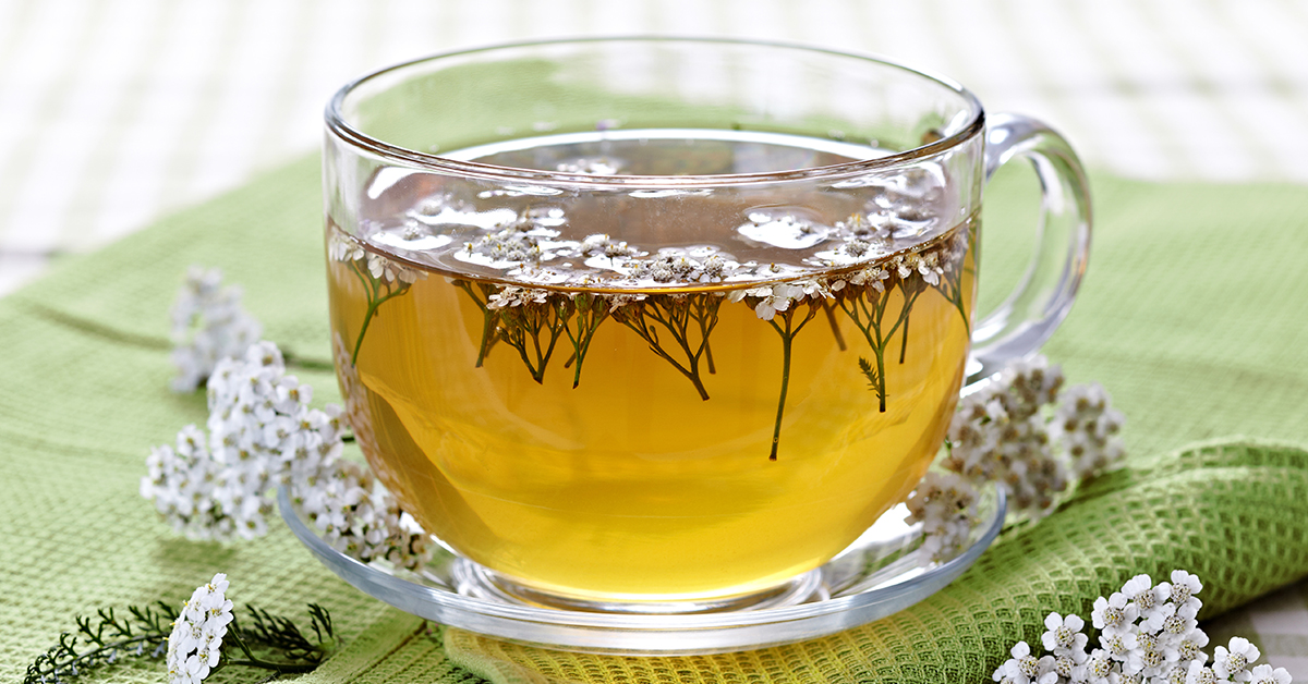 Slippery elm and yarrow herbal tea