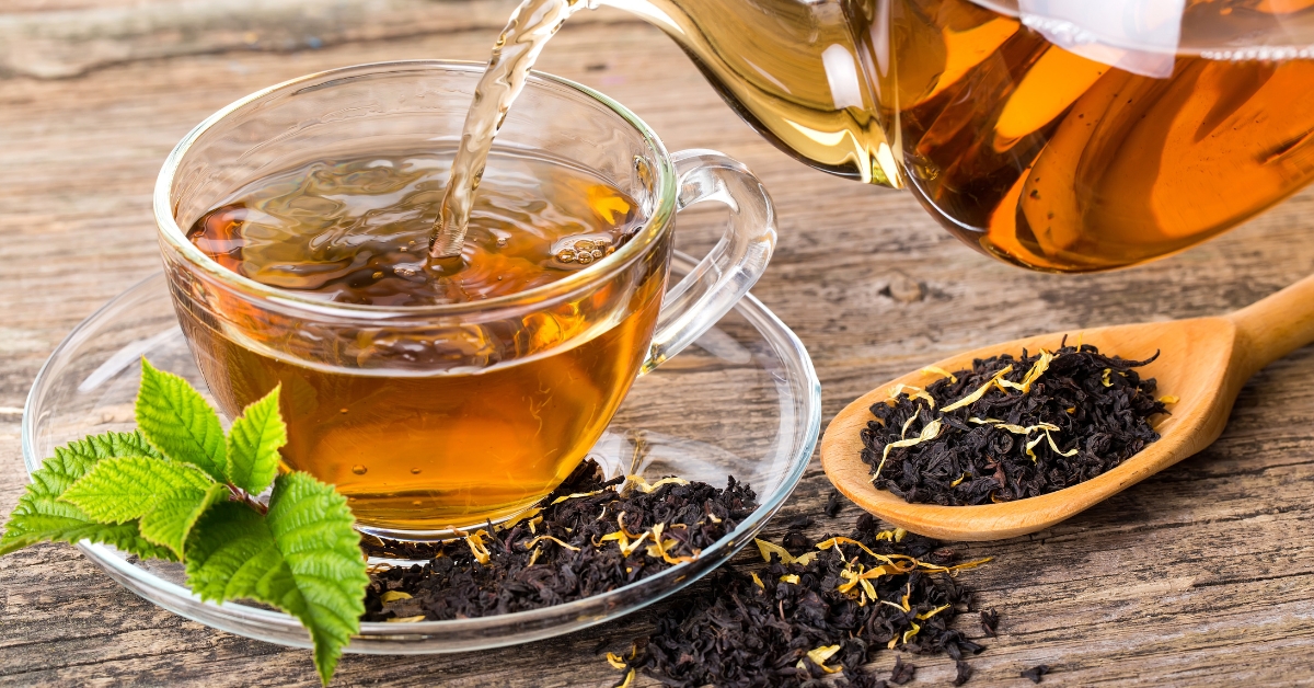 Tea with various dried herbs for hangover
