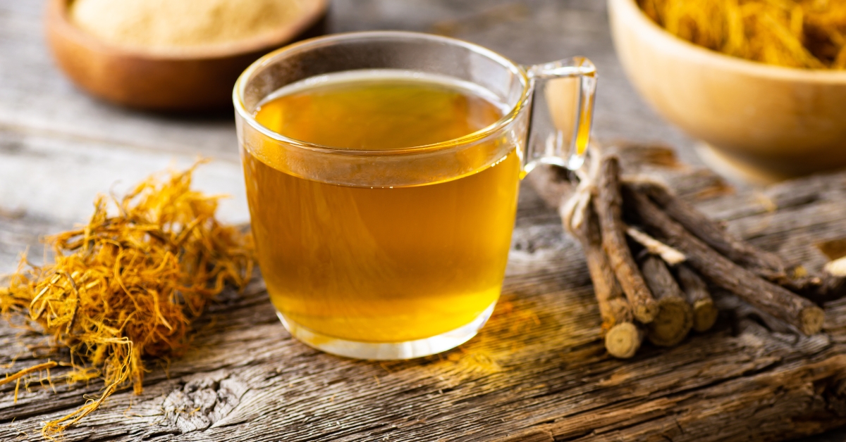 Herbal tea with licorice roots