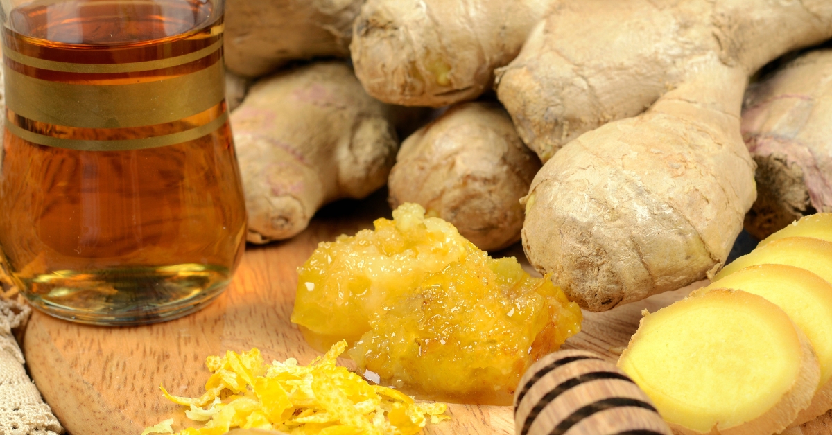 Herbal tea with grated ginger